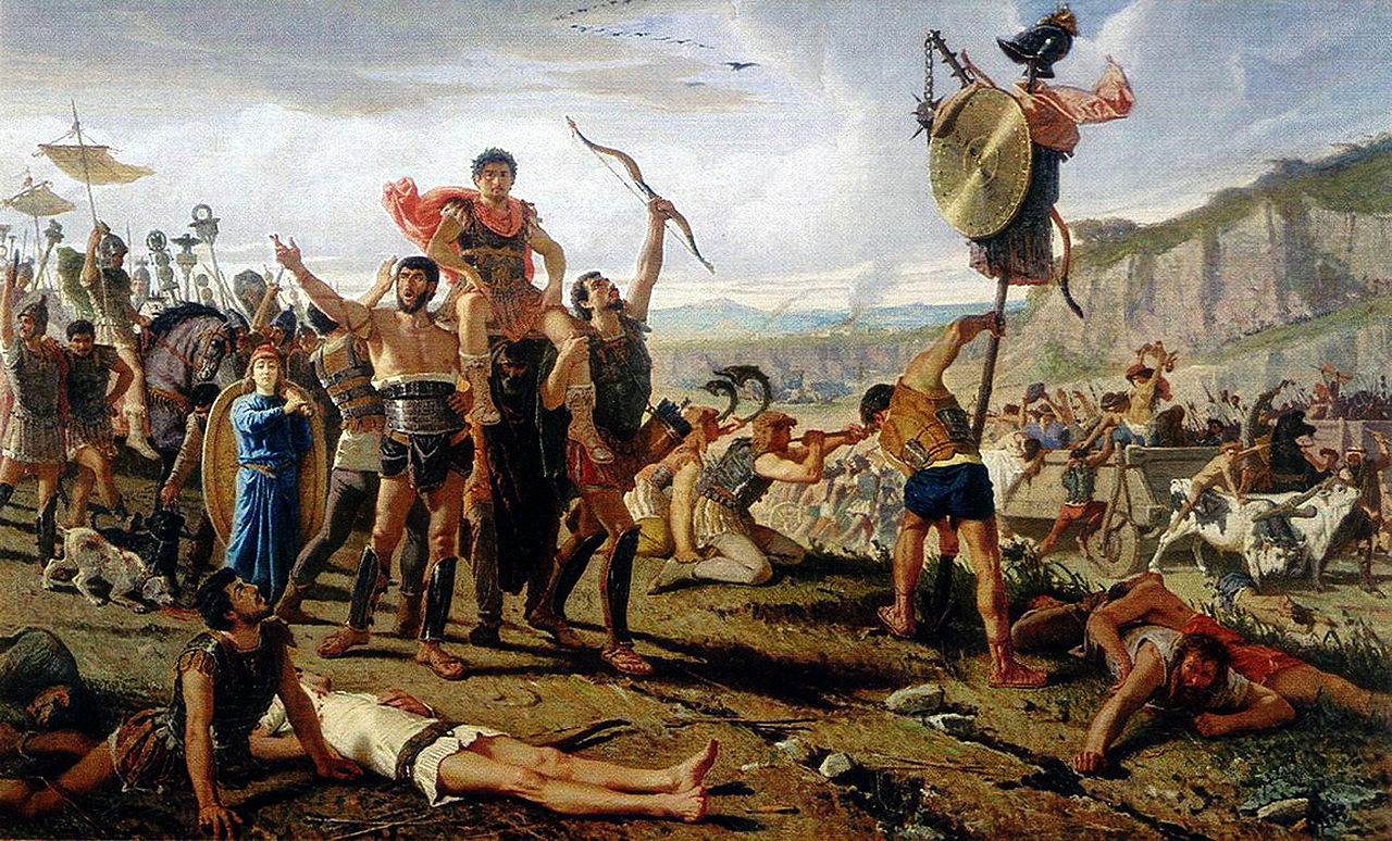 Pintura representativa de la victoria romana sobre los cimbrios.